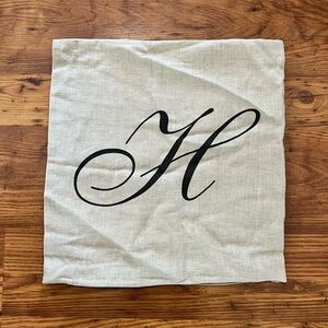 Pottery Barn linen initial H pillow cover 18x18